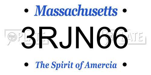 3RJN66 Massachusetts License Plate