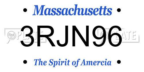 3RJN96 Massachusetts License Plate