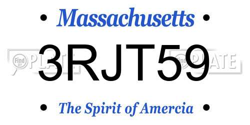 3RJT59 Massachusetts License Plate