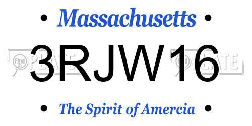 3RJW16 Massachusetts License Plate