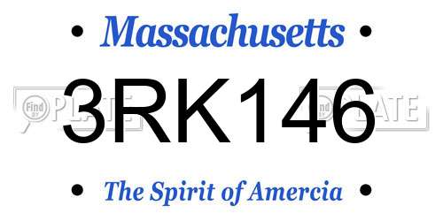 3RK146 Massachusetts License Plate