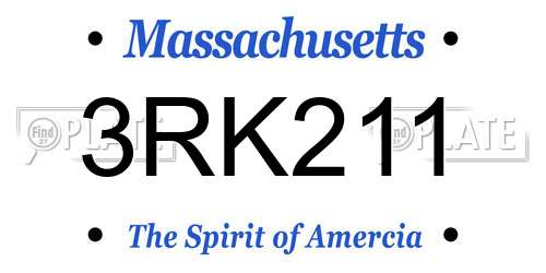 3RK211 Massachusetts License Plate