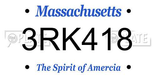 3RK418 Massachusetts License Plate