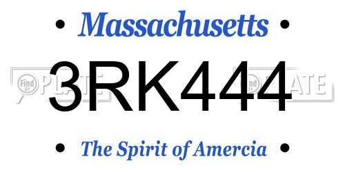 3RK444 Massachusetts License Plate