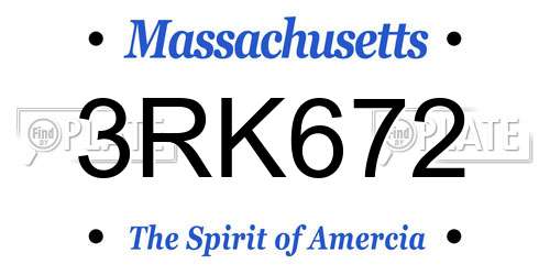 3RK672 Massachusetts License Plate