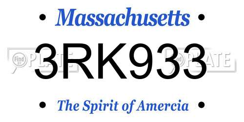 3RK933 Massachusetts License Plate