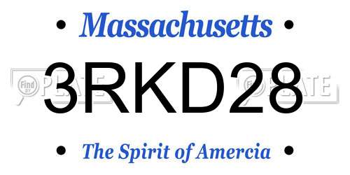 3RKD28 Massachusetts License Plate