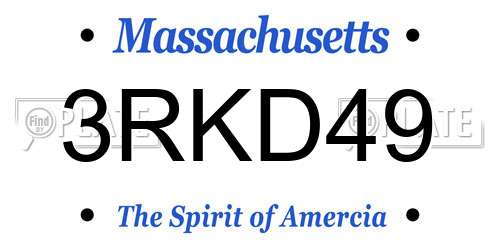 3RKD49 Massachusetts License Plate