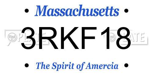 3RKF18 Massachusetts License Plate