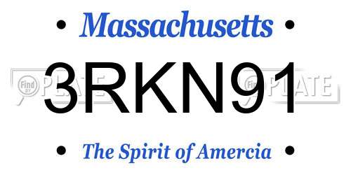 3RKN91 Massachusetts License Plate