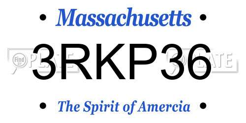 3RKP36 Massachusetts License Plate
