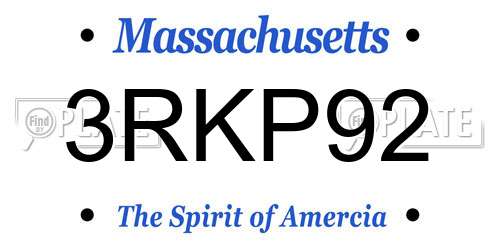 3RKP92 Massachusetts License Plate