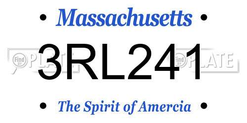 3RL241 Massachusetts License Plate