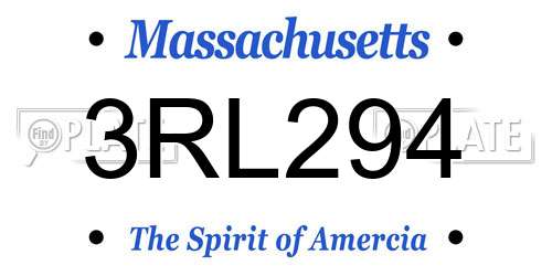 3RL294 Massachusetts License Plate