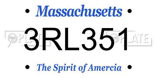 3RL351 Massachusetts License Plate