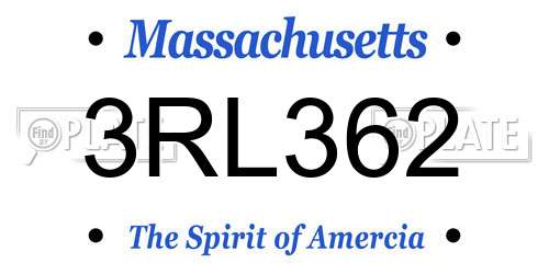 3RL362 Massachusetts License Plate