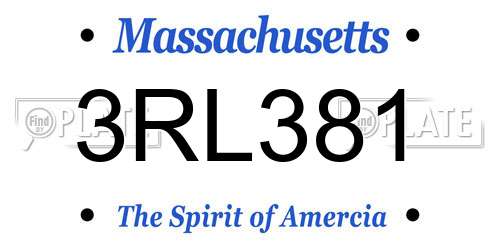 3RL381 Massachusetts License Plate