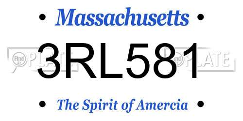 3RL581 Massachusetts License Plate