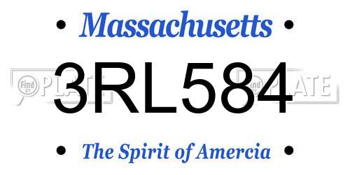 3RL584 Massachusetts License Plate