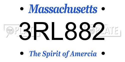 3RL882 Massachusetts License Plate