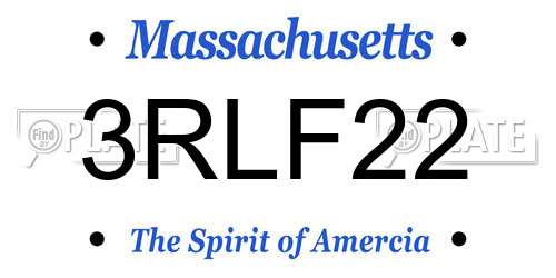 3RLF22 Massachusetts License Plate