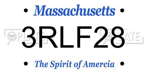 3RLF28 Massachusetts License Plate