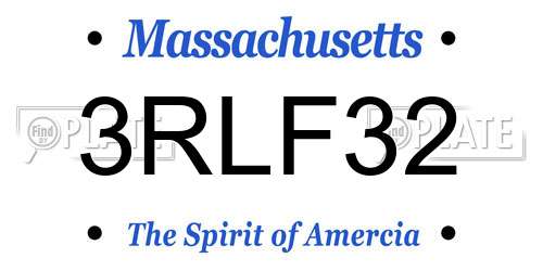 3RLF32 Massachusetts License Plate