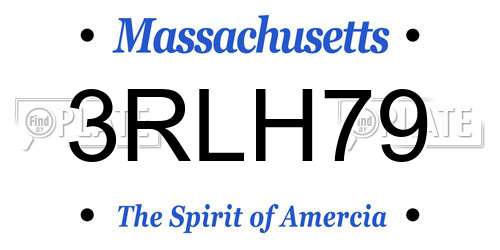 3RLH79 Massachusetts License Plate