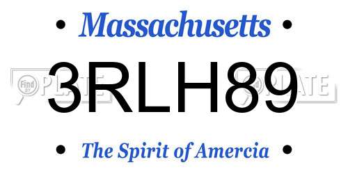 3RLH89 Massachusetts License Plate