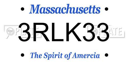 3RLK33 Massachusetts License Plate