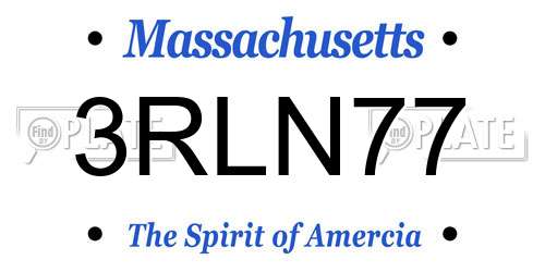 3RLN77 Massachusetts License Plate