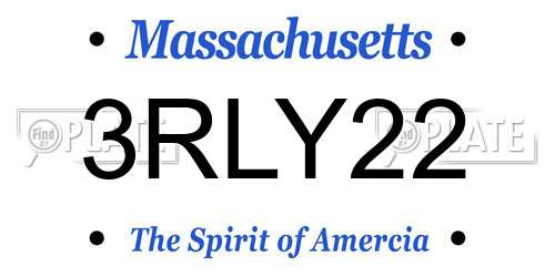 3RLY22 Massachusetts License Plate