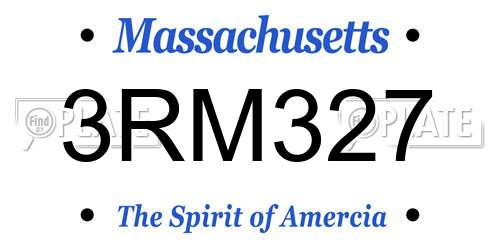 3RM327 Massachusetts License Plate