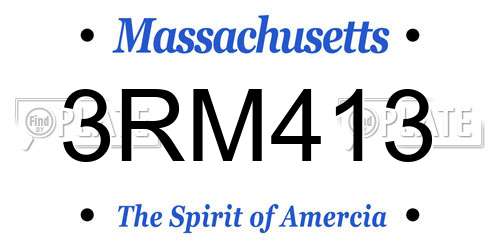 3RM413 Massachusetts License Plate