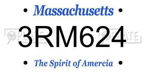 3RM624 Massachusetts License Plate
