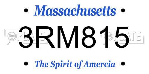 3RM815 Massachusetts License Plate
