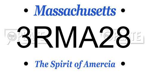 3RMA28 Massachusetts License Plate