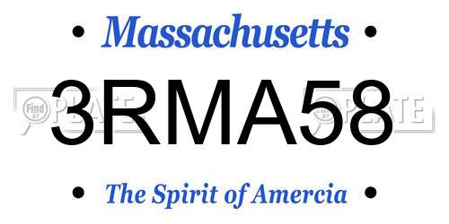 3RMA58 Massachusetts License Plate