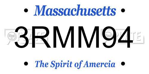 3RMM94 Massachusetts License Plate