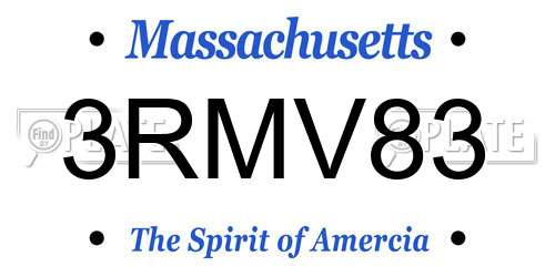 3RMV83 Massachusetts License Plate