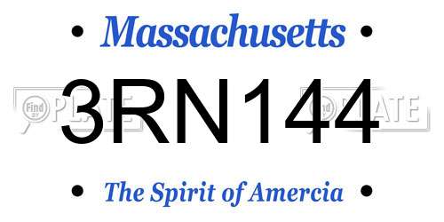 3RN144 Massachusetts License Plate
