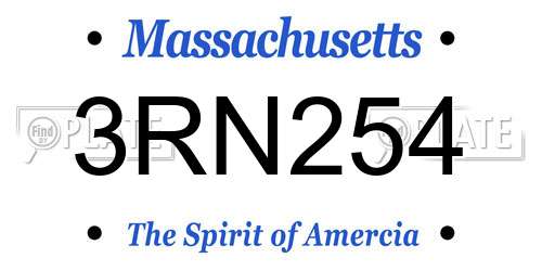 3RN254 Massachusetts License Plate