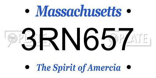 3RN657 Massachusetts License Plate