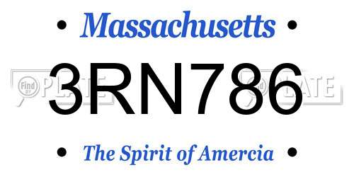 3RN786 Massachusetts License Plate
