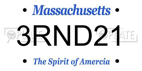 3RND21 Massachusetts License Plate