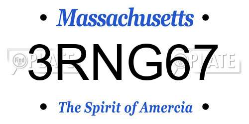3RNG67 Massachusetts License Plate