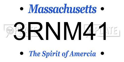 3RNM41 Massachusetts License Plate