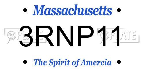 3RNP11 Massachusetts License Plate