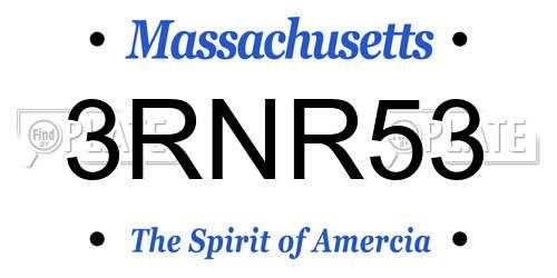 3RNR53 Massachusetts License Plate