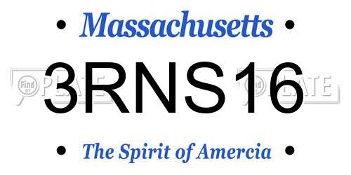 3RNS16 Massachusetts License Plate